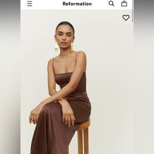 Reformation - Frankie Silk Dress in Cafe - Size 6